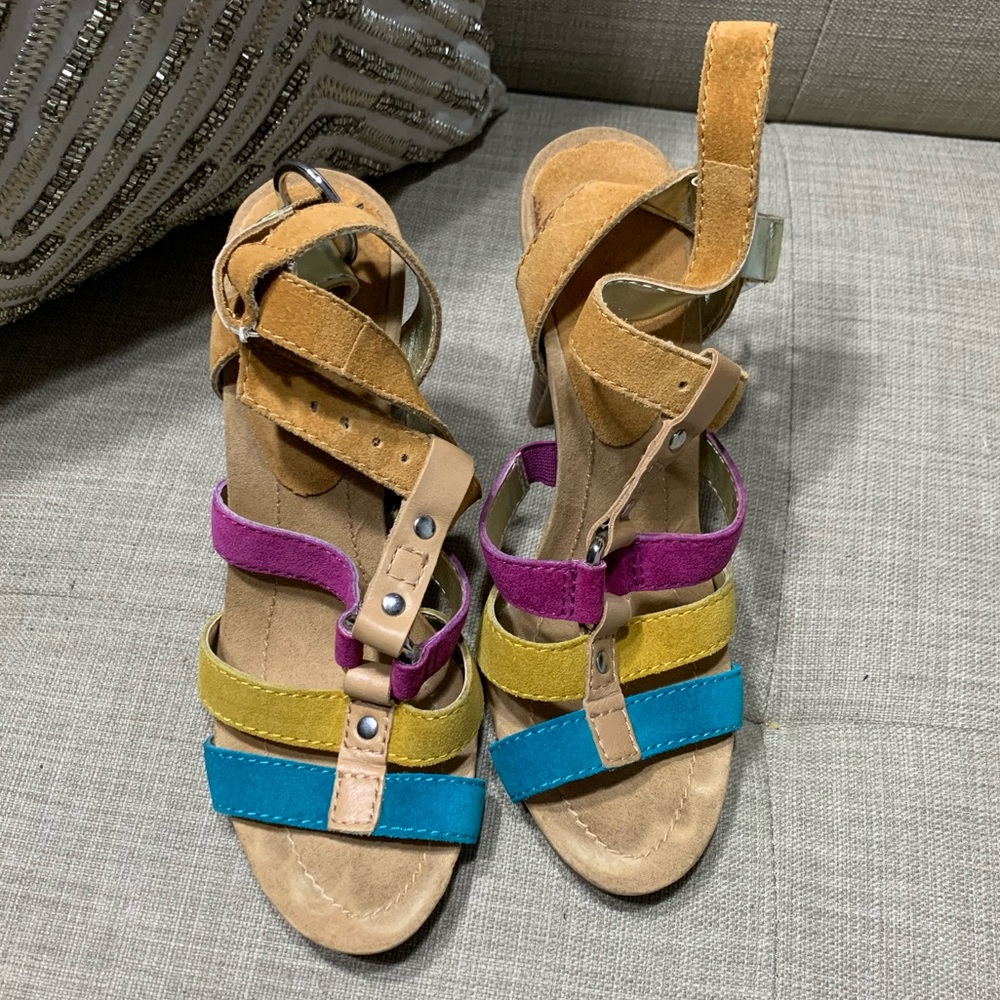 Nine West Multi Color Leather Strap Heels